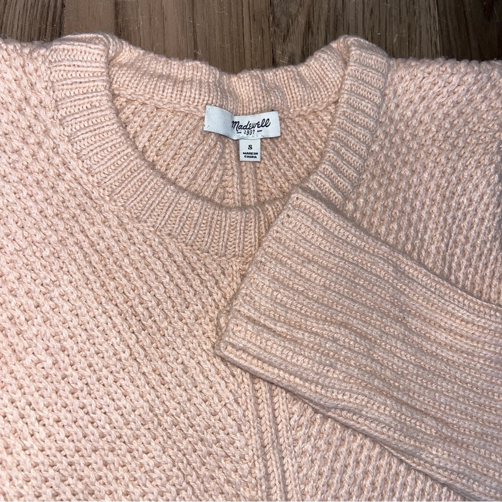 Madewell Hexcomb Texture Sweater Knit Light Pink Color Sz S women’s